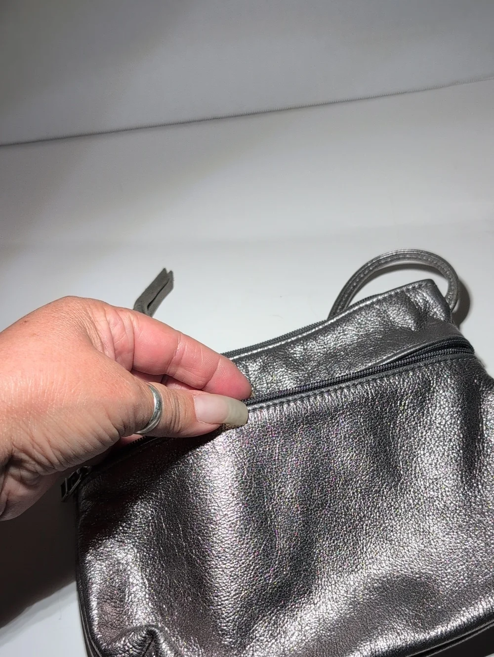Sven Berkeley USA Metallic Silver Crossbody Bag - Women's Shoulder Purse
